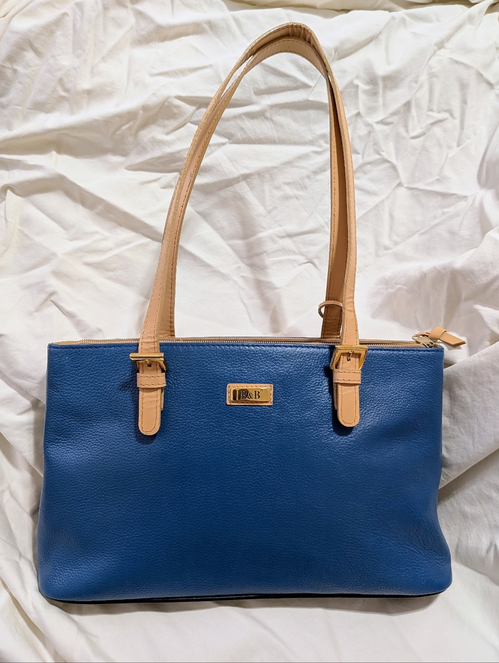 Handpainted leather tote shoulder bag